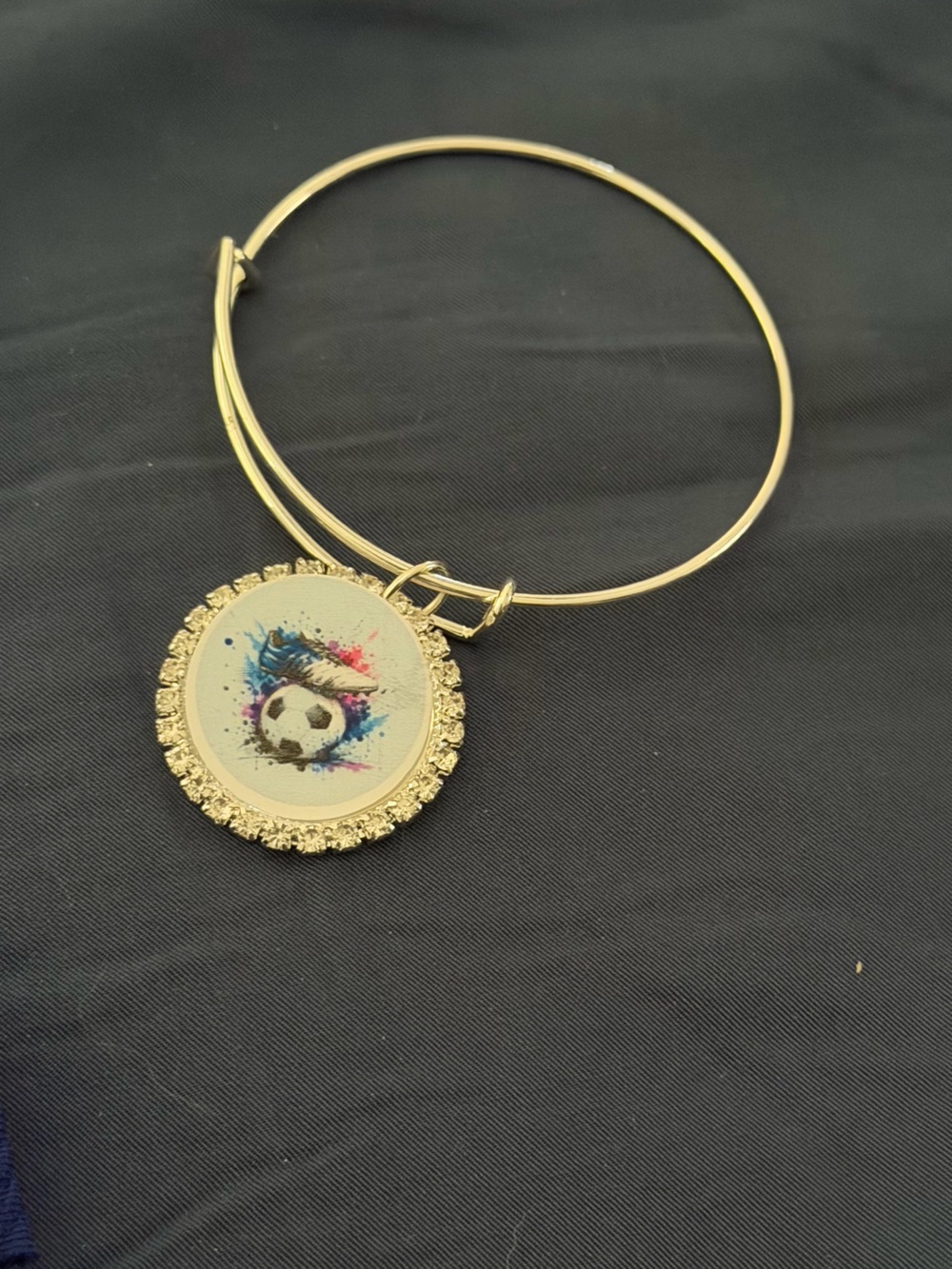 Soccer Charm Bangle Bracelet - Women's Jewelry